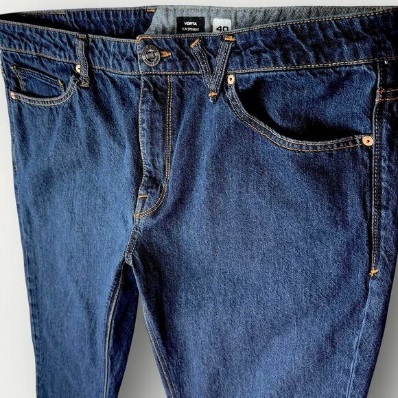 Volcom Vorta Denim Jeans Slim Fit Straight Leg Men Size 40X31 Dark Washed Blue - Picture 7 of 15